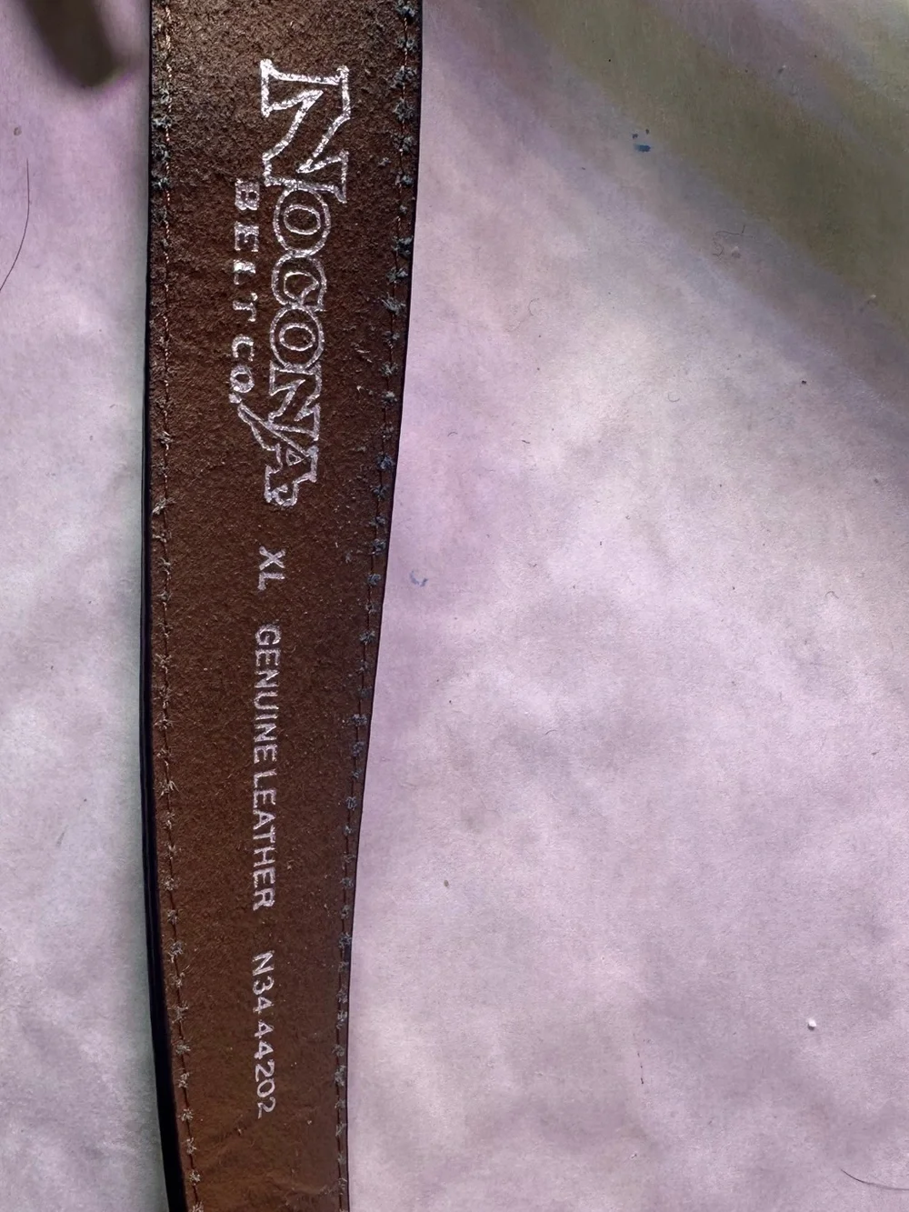 Nocona Brown Leather Belt with Ornate Cross Oval Buckle